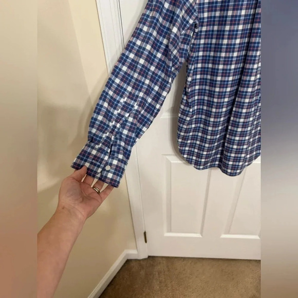 Vineyard Vines Whale shirt button down long sleeve flannel blue/pink size S - Picture 4 of 11